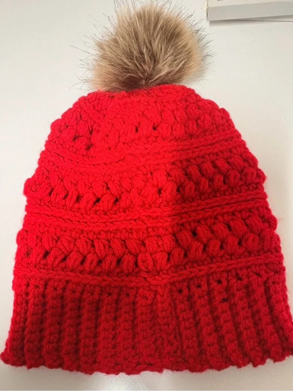 Mama Knit Pom Pom Beanie - Red